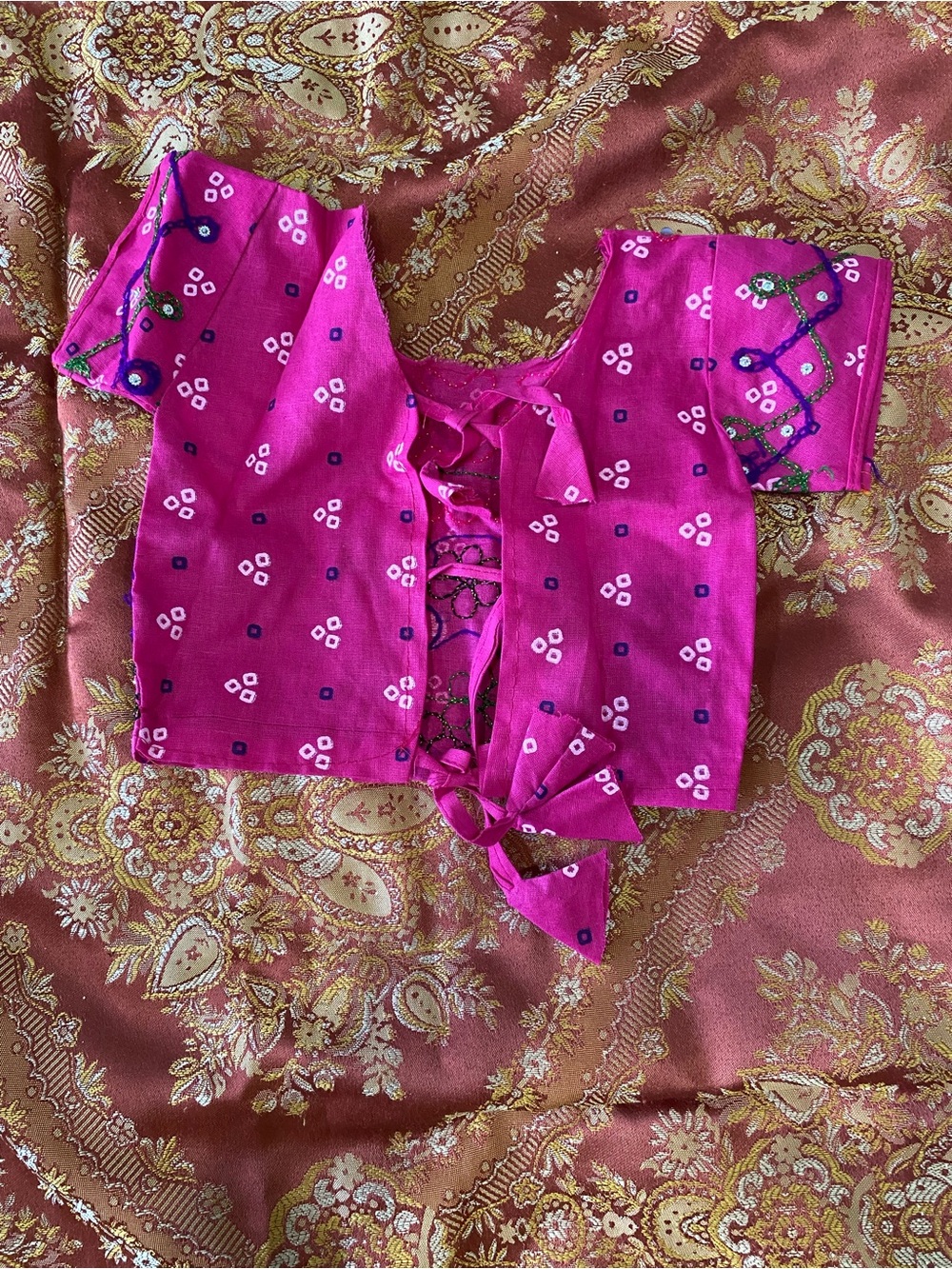 Girls' Embellished Magenta Party Dress with two piece skirt set - Picture 3 of 9